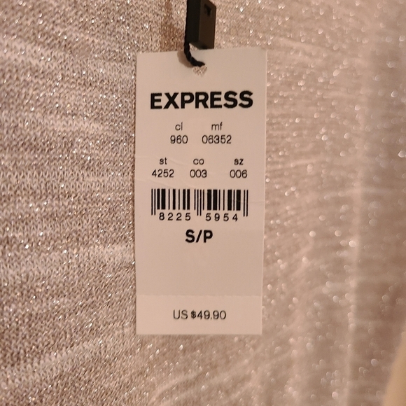 Express Shimmery Silver Gray Peplum Top Size Small NWT - Picture 5 of 5